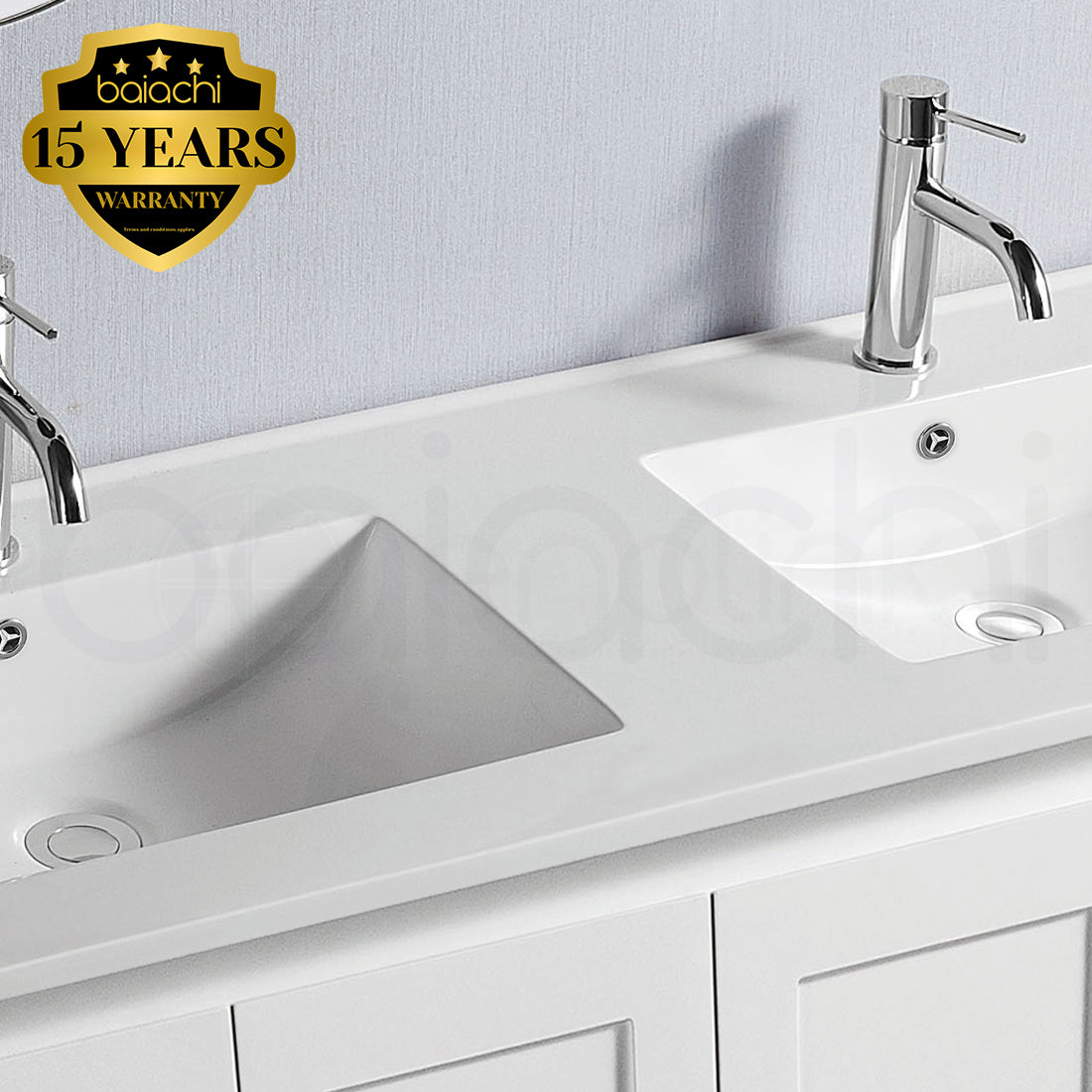 Shaker Plywood 1200mm Wall Hung Bathroom Vanity Double Ceramic Basin
