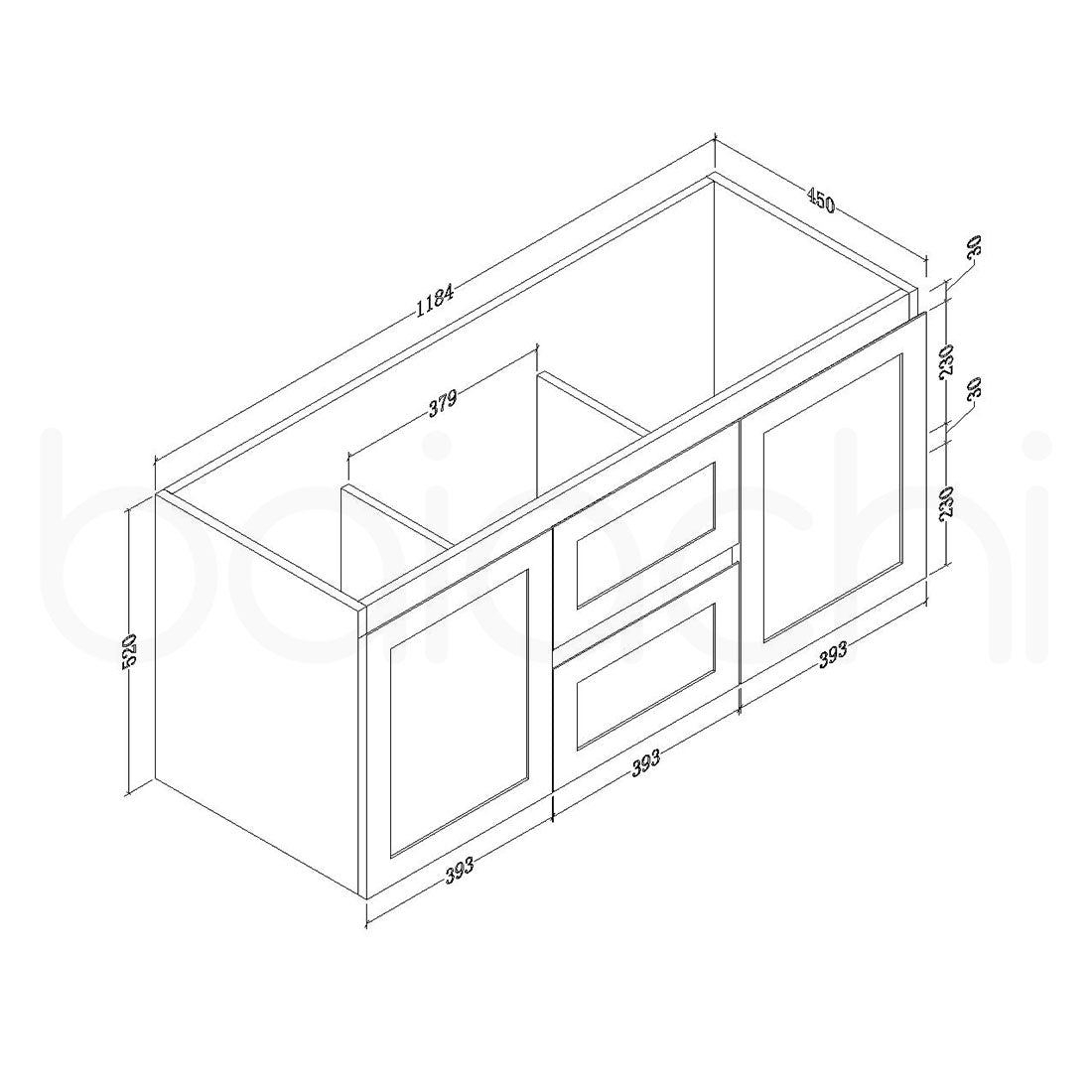 Shaker Plywood 1200mm Wall Hung Bathroom Vanity Calacatta Stone