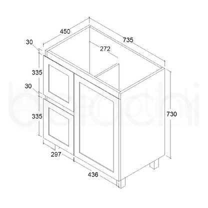 Shaker Plywood 750mm Left Drawer Bathroom Vanity White Stone