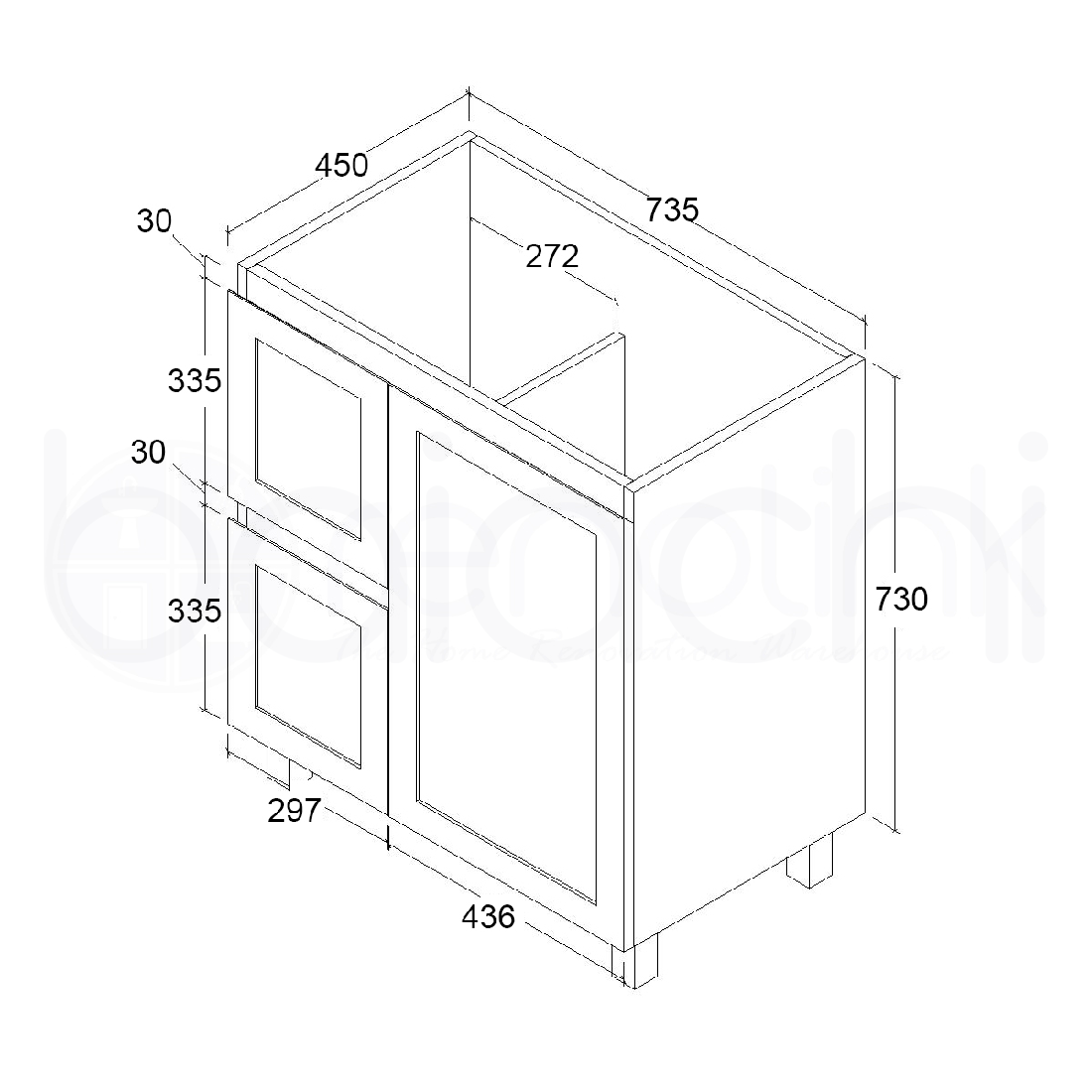 Shaker Plywood 750mm Left Drawer Bathroom Vanity Calacatta Stone