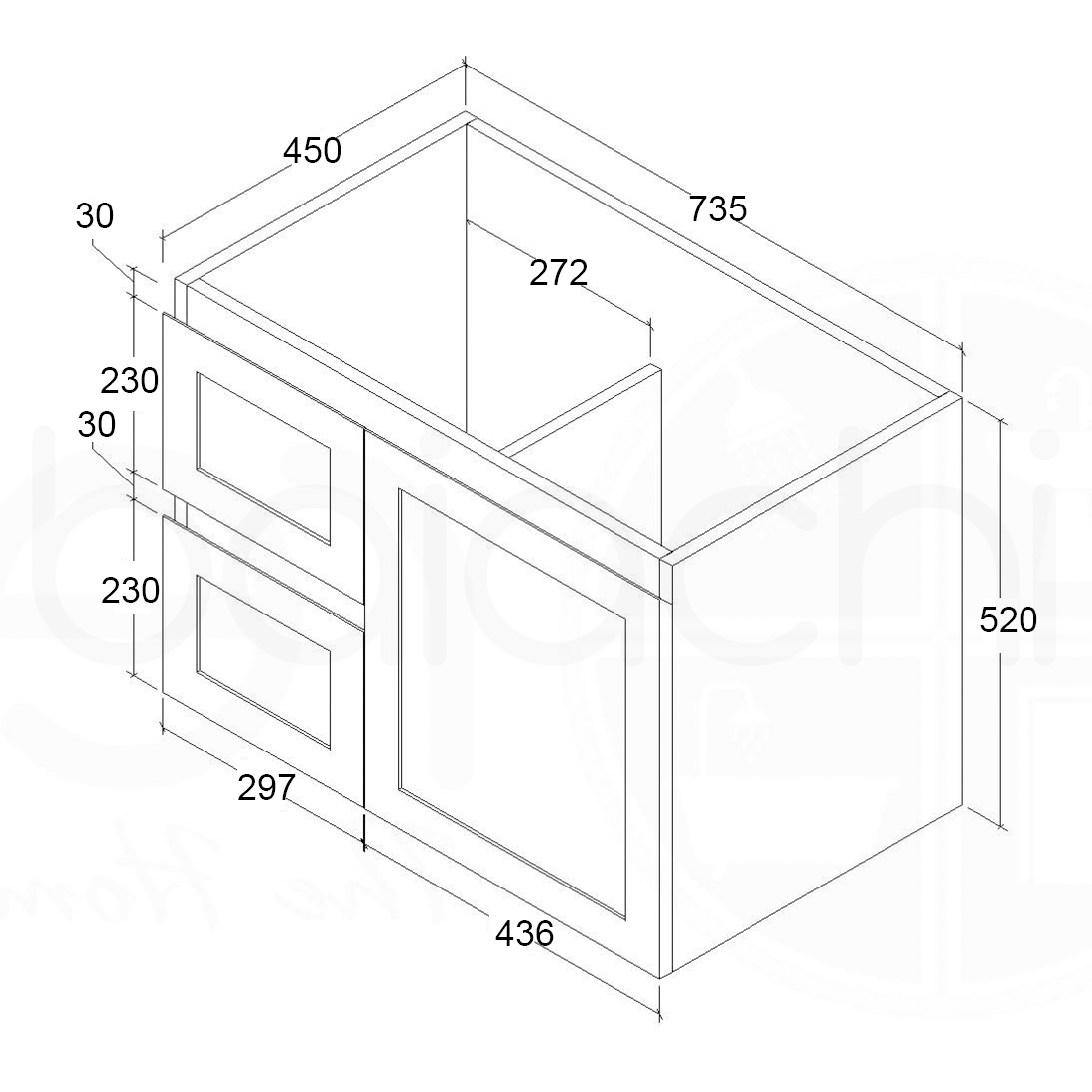 Shaker Plywood 750mm Left Drawer Wall Hung Bathroom Vanity Ceramic Basin