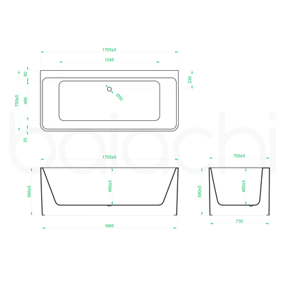 Baiachi Cubi 1700 Freestanding Bath MK2