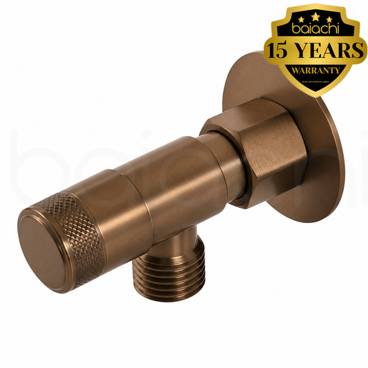 Baiachi Shattaf Loose Nut Mini Cistern Stop Stainless Steel Quarter Turn with Backflow Valve PVD Brushed Copper