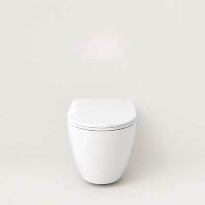 Baiachi Involution Rimless In Wall Tornado Toilet Suite with Round Stainless Steel Gun Metal Flushing Buttons