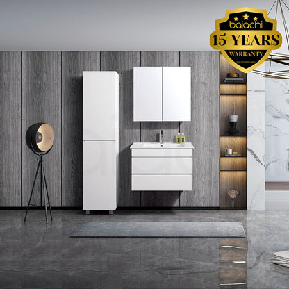Vellena Plywood 750mm Wall Hung Bathroom Vanity White Stone