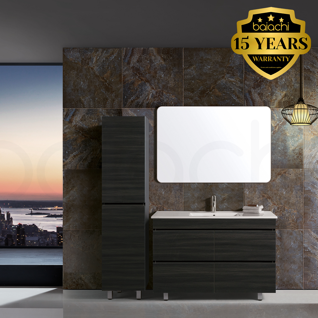 Vellena Plywood 1200mm Empire Oak Bathroom Vanity Ceramic Basin