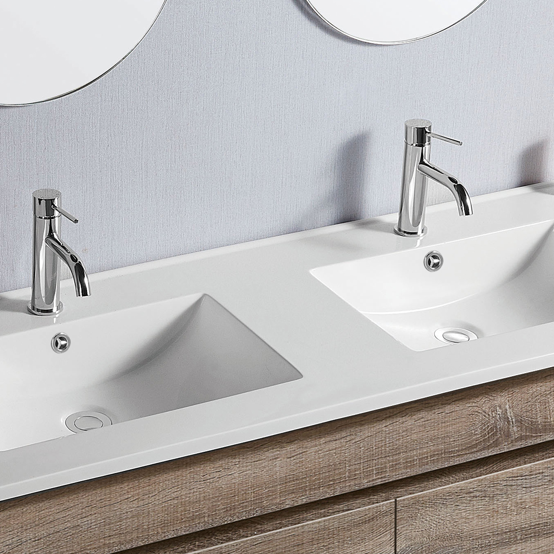 Vellena 1200mm PVC Water Proof Prime Oak Bathroom Vanity Double Ceramic Basin