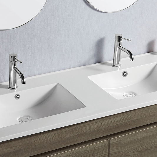 Vellena 1200mm PVC Water Proof Wash White Bathroom Vanity Double Ceramic Basin