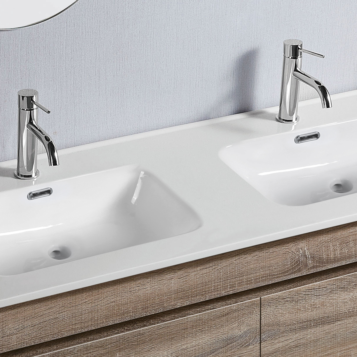Vellena 1200mm PVC Water Proof Wash White Bathroom Vanity Double Ceramic Basin