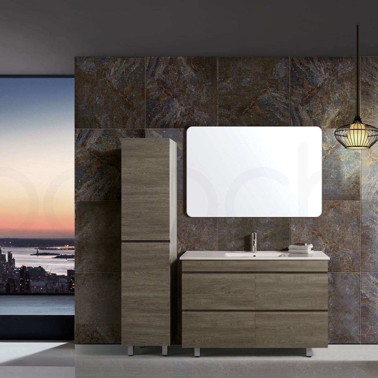 Vellena 1200mm PVC Water Proof Wash White Bathroom Vanity Calacatta Quartz Stone