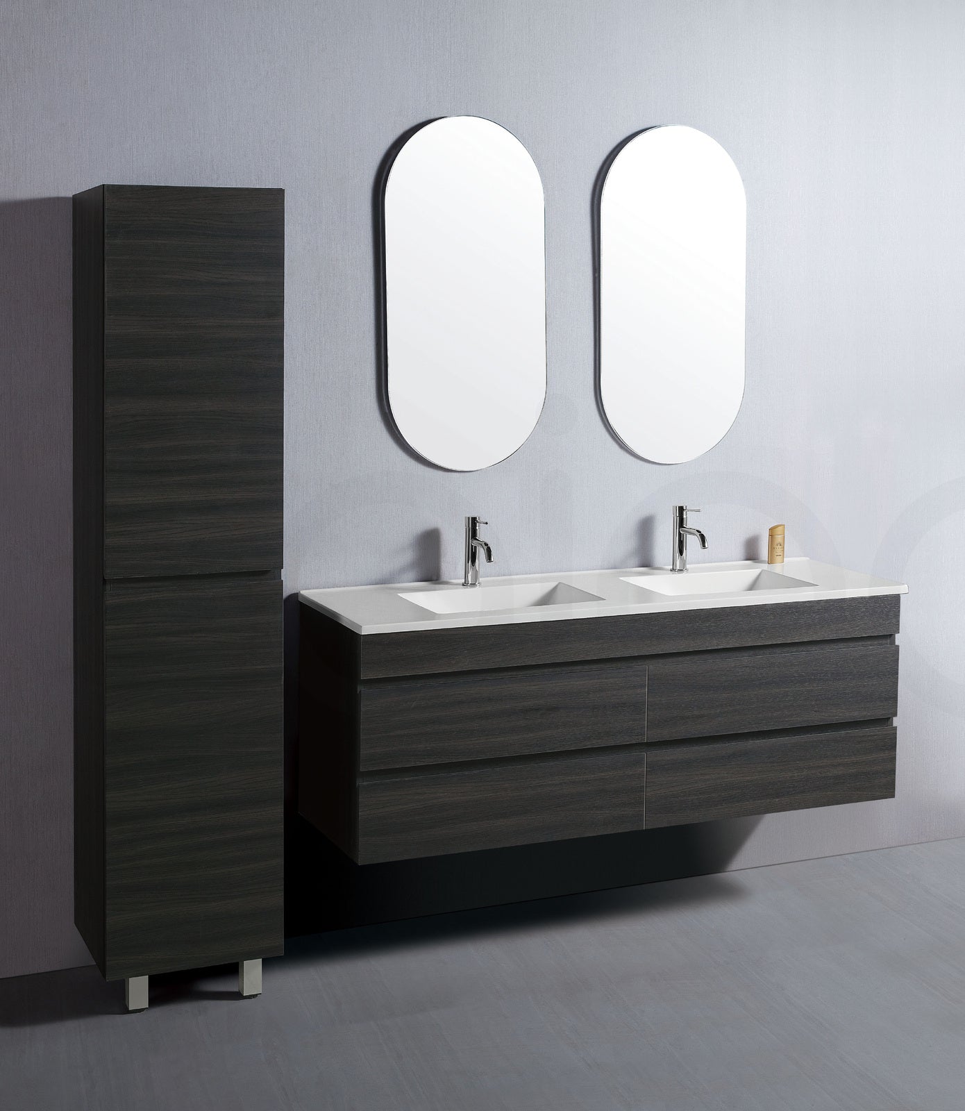 Vellena 1200mm Plywood Empire Oak Wall Hung Bathroom Vanity Calacatta Stone