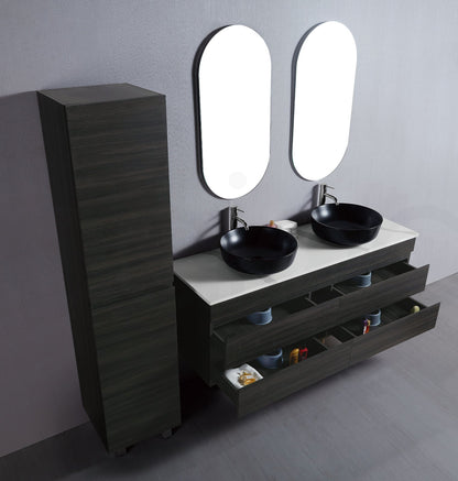 Vellena 1500mm Plywood Empire Oak Wall Hung Bathroom Vanity Calacatta Stone