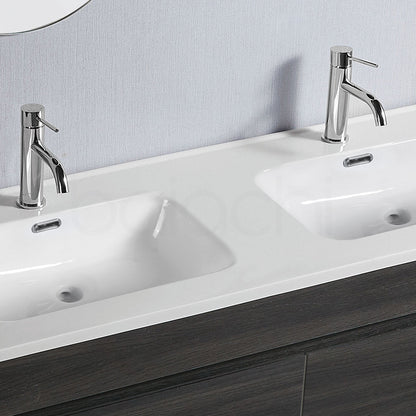 Vellena 1200mm Plywood Empire Oak Wall Hung Bathroom Vanity Double Ceramic Basin