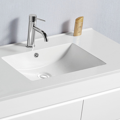 Vellena 1200mm PVC Water Proof Matte White Wall Hung Bathroom Vanity Ceramic Basin