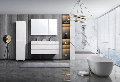 Vellena 1200mm PVC Water Proof Matte White Wall Hung Bathroom Vanity Cabinet