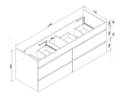 Vellena 1200mm PVC Water Proof Matte White Wall Hung Bathroom Vanity Cabinet