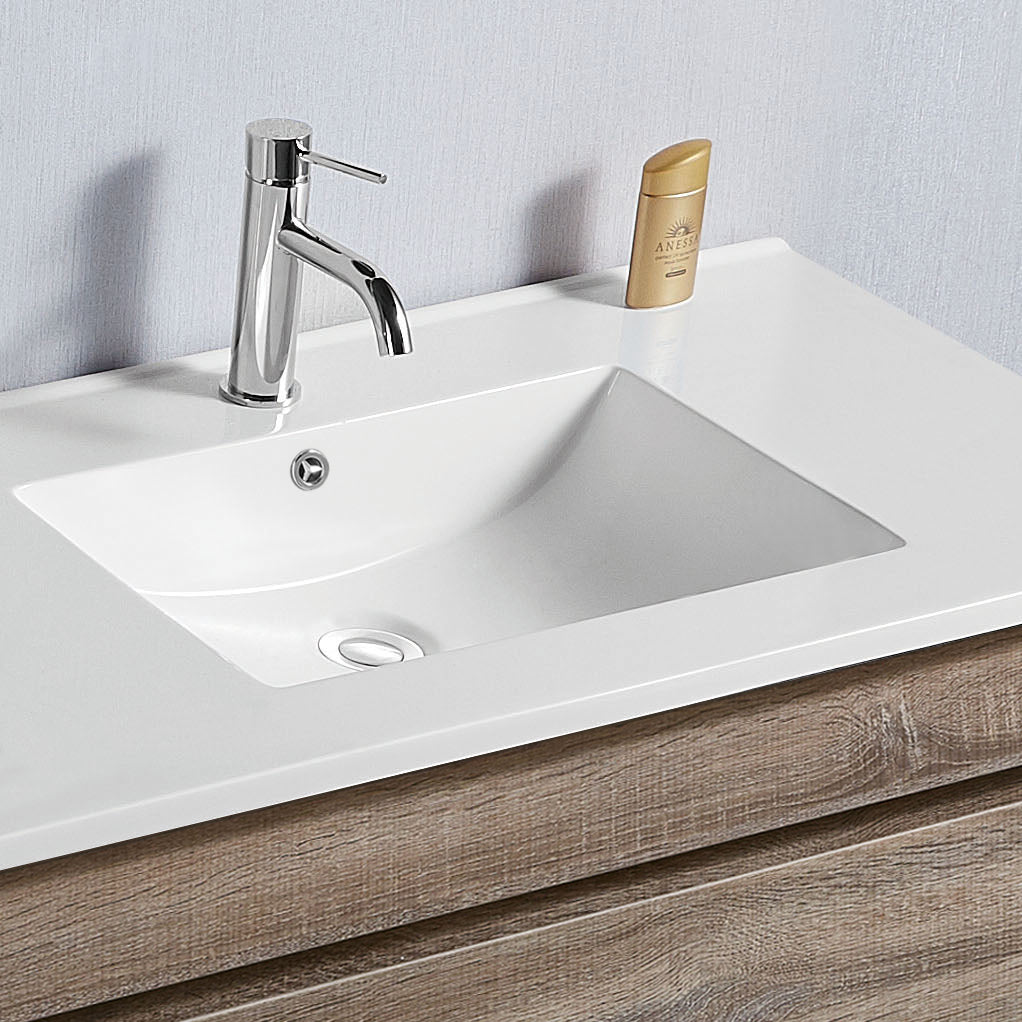 Vellena 1200mm PVC Water Proof Prime Oak Wall Hung Bathroom Vanity Ceramic Basin