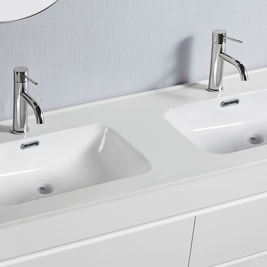Vellena 1200mm Plywood Wall Hung Bathroom Vanity Double Ceramic Basin