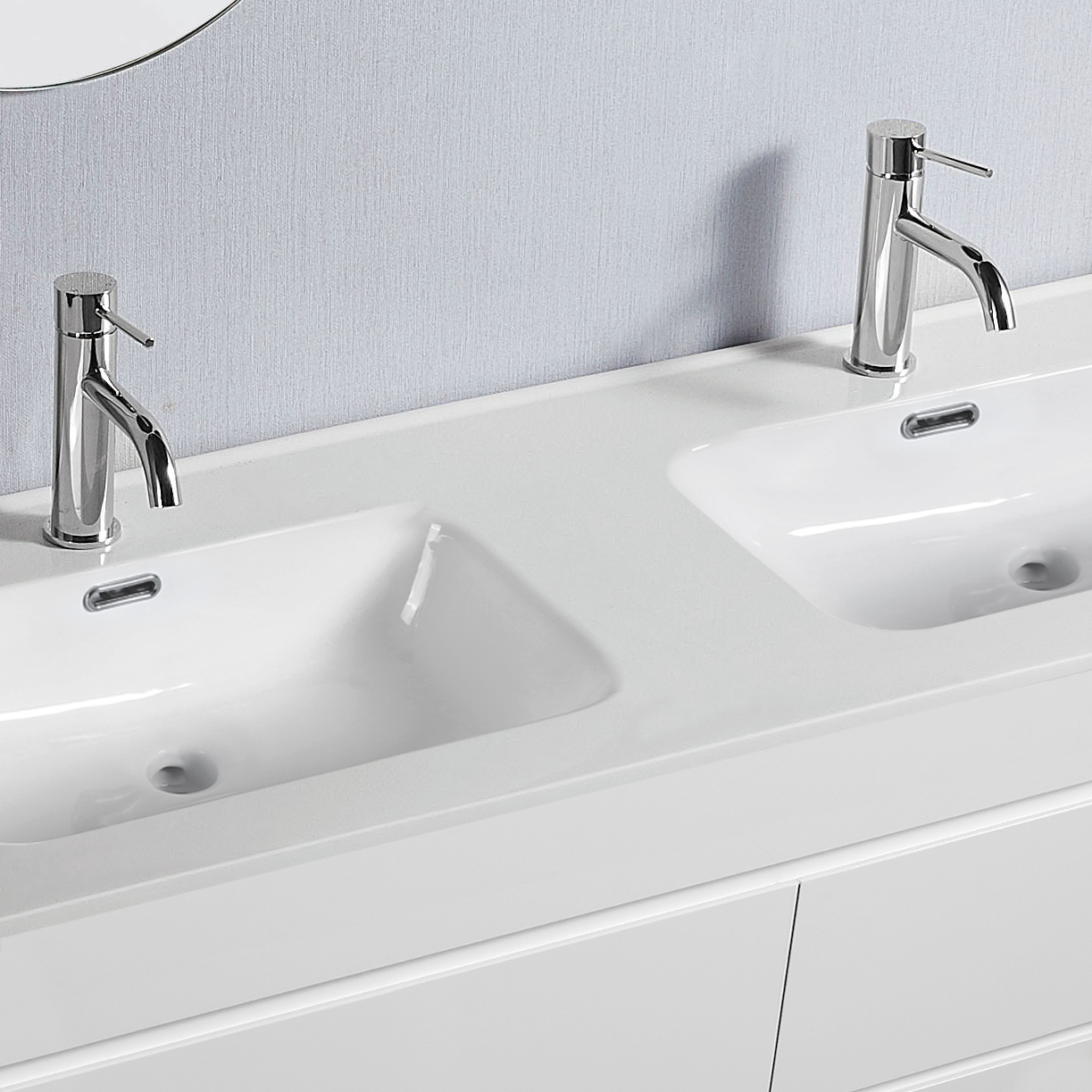 Vellena 1200mm Plywood Wall Hung Bathroom Vanity Double Ceramic Basin