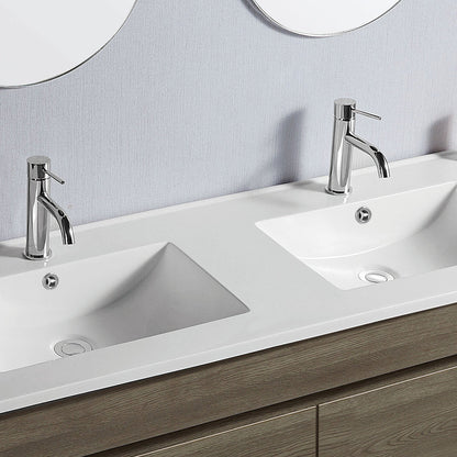 Vellena 1200mm PVC Water Proof Wash White Wall Hung Bathroom Vanity Double Ceramic Basin