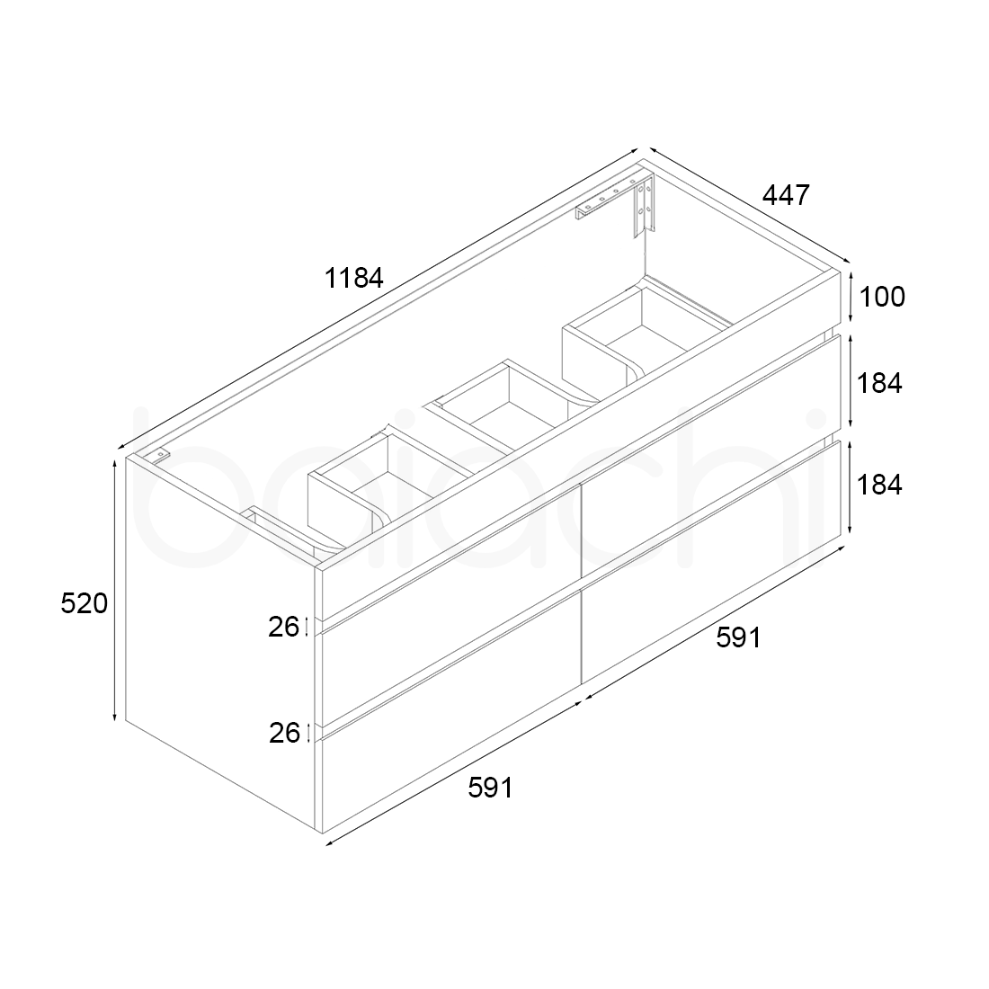Vellena 1200mm PVC Water Proof Wash White Wall Hung Bathroom Vanity Cabinet