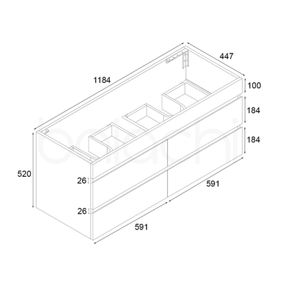 Vellena 1200mm PVC Water Proof Wash White Wall Hung Bathroom Vanity Cabinet