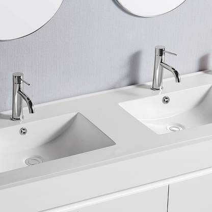 Vellena 1500mm PVC Water Proof Matte White Wall Hung Bathroom Vanity Double Poly Marble Basin