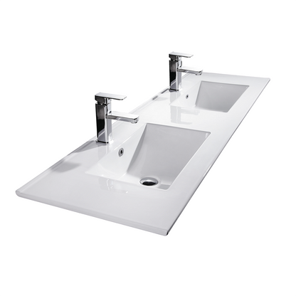 Vellena 1500mm Plywood Prime Oak Wall Hung Bathroom Vanity Double Ceramic Basin