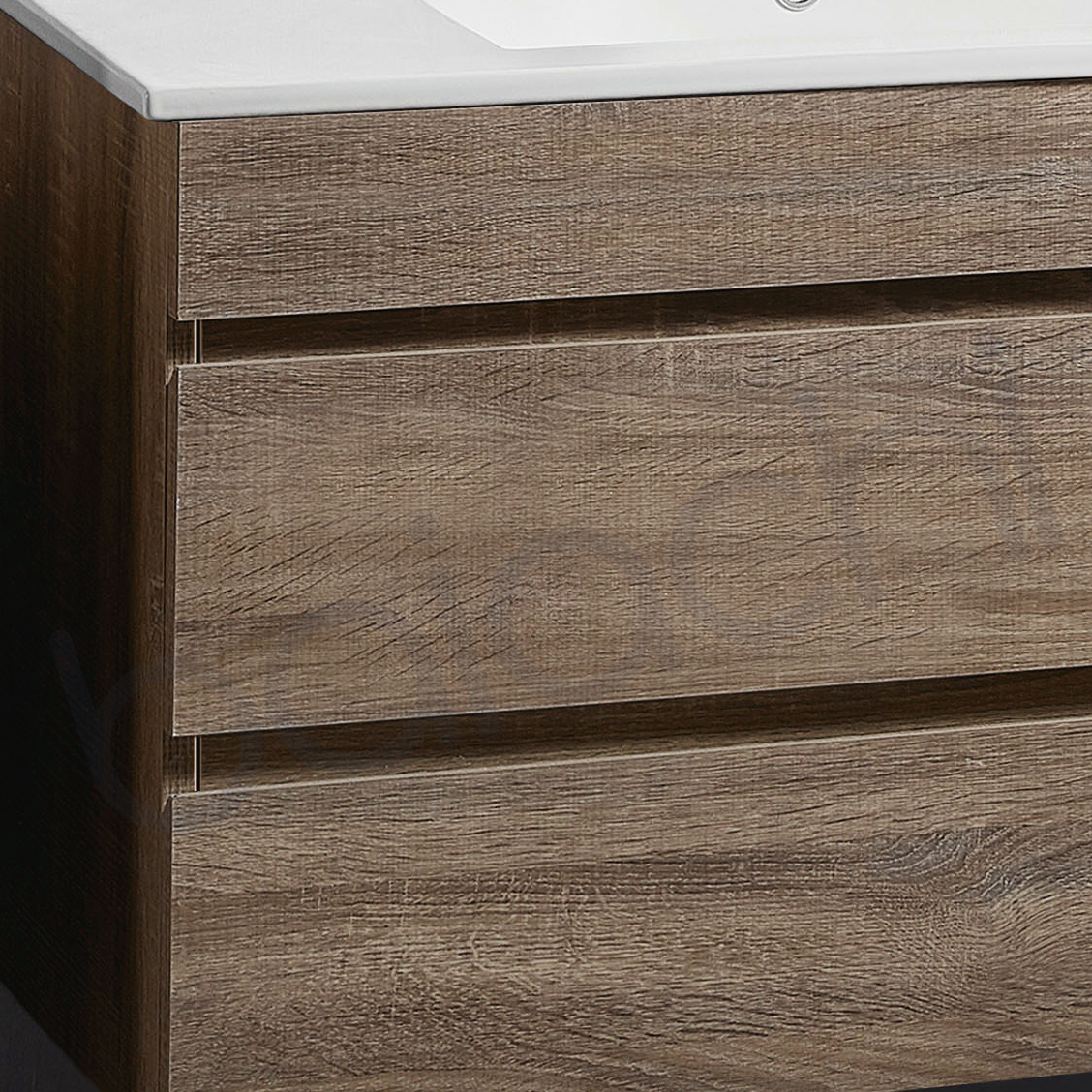 Vellena 1500mm Plywood Prime Oak Wall Hung Bathroom Vanity Calacatta Stone