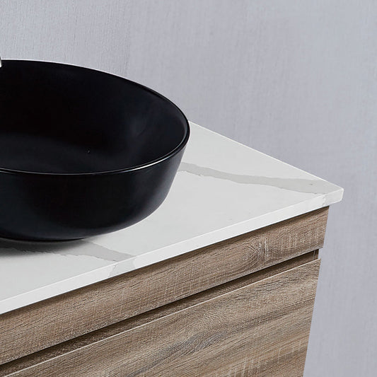 Vellena 1500mm Plywood Prime Oak Wall Hung Bathroom Vanity Calacatta Stone