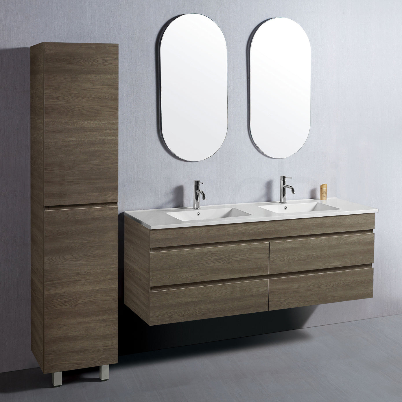 Vellena 1500mm PVC Water Proof Wash White Wall Hung Bathroom Vanity Poly Marble Basin