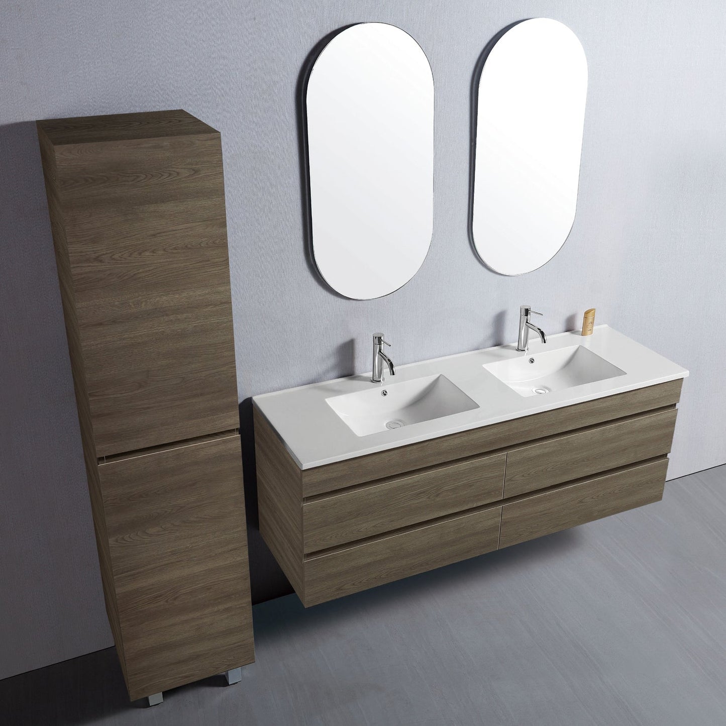 Vellena 1500mm PVC Water Proof Wash White Wall Hung Bathroom Vanity Poly Marble Basin