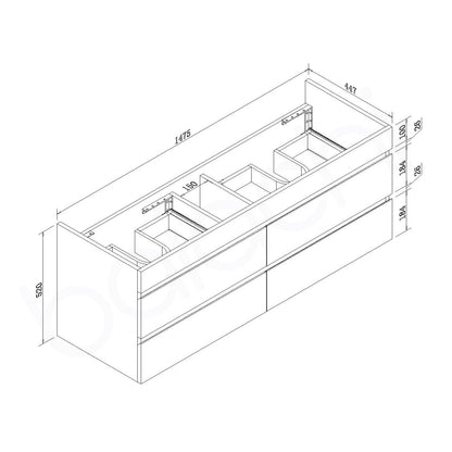 Vellena 1500mm Plywood Wall Hung Bathroom Vanity Cabinet
