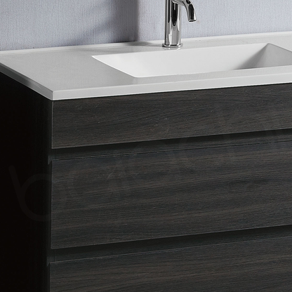 Vellena 600mm PVC Water Proof Empire Oak Bathroom Vanity Ceramic Basin