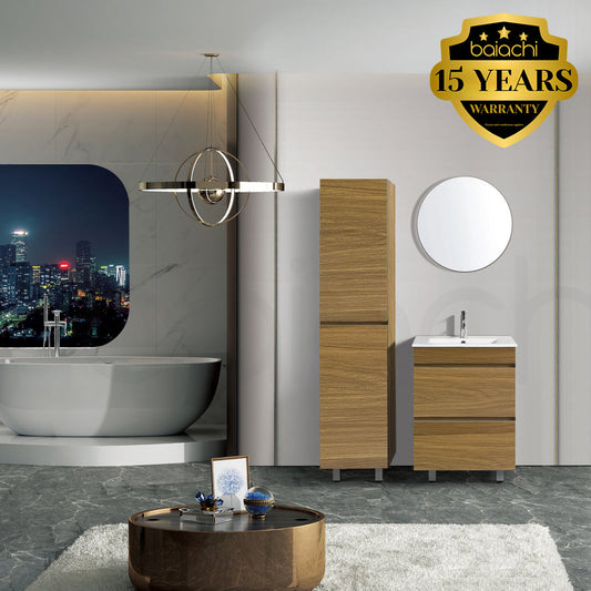 Vellena 600mm Plywood Dark Prime Oak Bathroom Vanity Cabinet