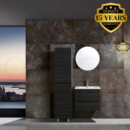 Vellena Plywood 600mm Wall Hung Empire Oak Bathroom Vanity White Stone