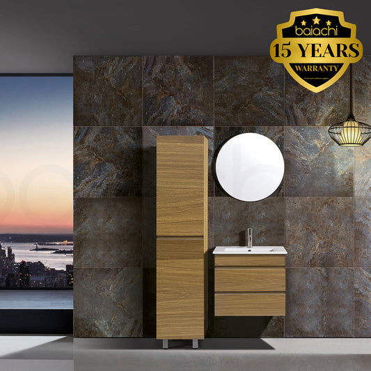 Vellena 600mm Plywood Dark Prime Oak Wall Hung Bathroom Vanity Cabinet