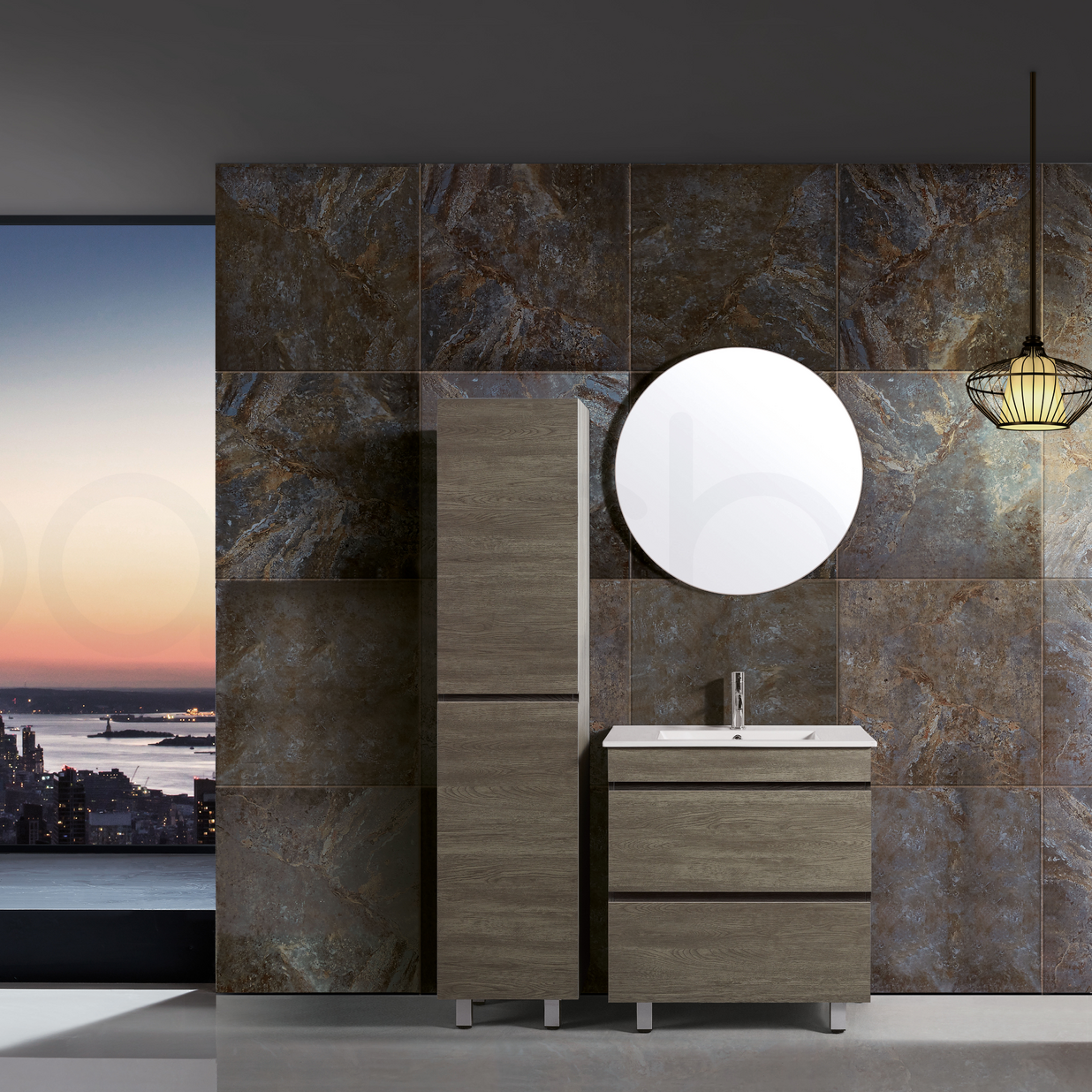 Vellena 750mm PVC Water Proof Wash White Bathroom Vanity White Quartz Stone