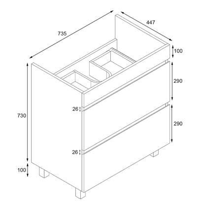 Vellena 750mm PVC Water Proof Wash White Bathroom Vanity Cabinet