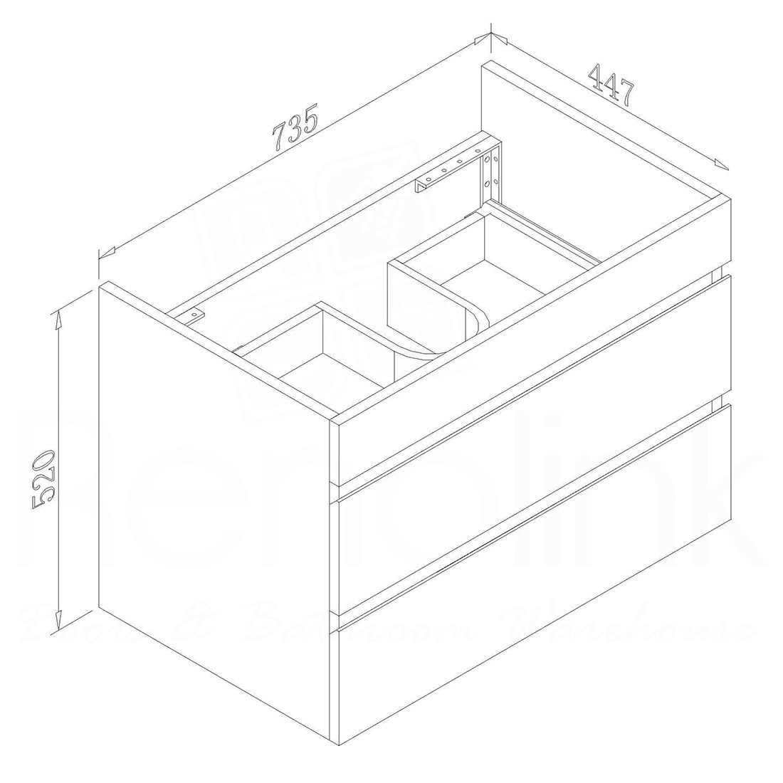 Vellena 750mm PVC Water Proof Wall Hung Bathroom Vanity White Quartz Stone