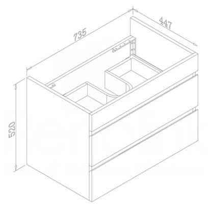 Vellena 750mm PVC Water Proof Wall Hung Bathroom Vanity White Quartz Stone