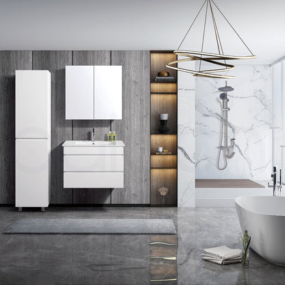 Vellena 750mm PVC Water Proof Wall Hung Bathroom Vanity White Quartz Stone