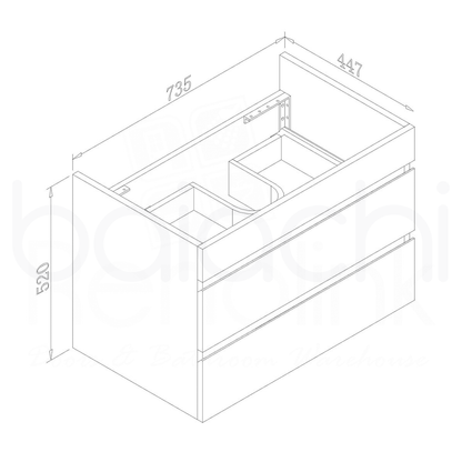 Vellena Plywood 750mm Wall Hung Bathroom Vanity Ceramic Basin