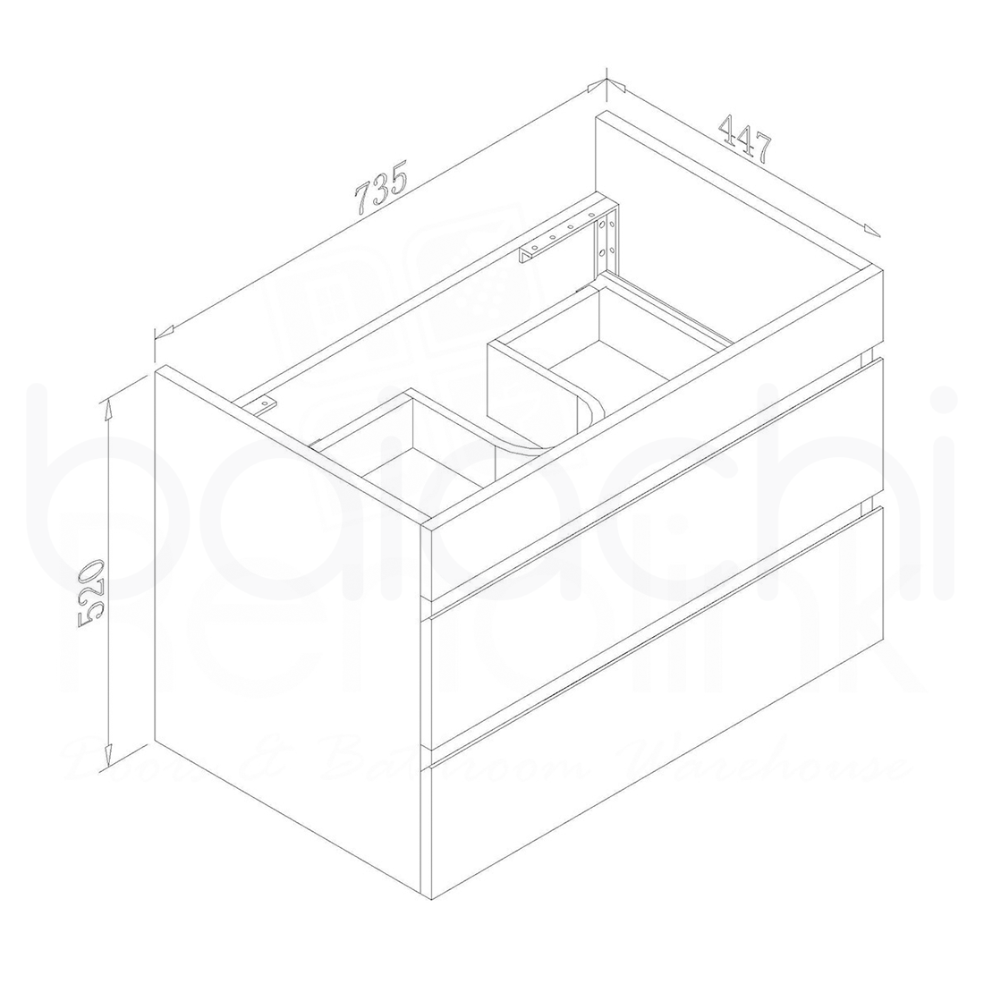 Vellena Plywood 750mm Wall Hung Bathroom Vanity Calacatta Stone