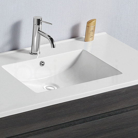 Vellena Plywood 900mm Wall Hung Empire Oak Bathroom Vanity Ceramic Basin
