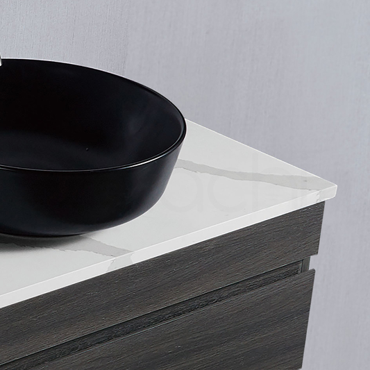 Vellena 900mm PVC Water Proof Empire Oak Wall Hung Bathroom Vanity Calacatta Quartz Stone