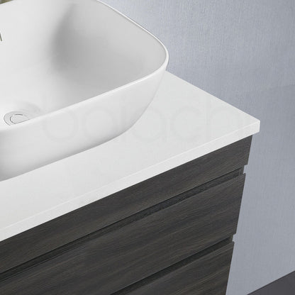 Vellena Plywood 900mm Wall Hung Empire Oak Bathroom Vanity White Stone