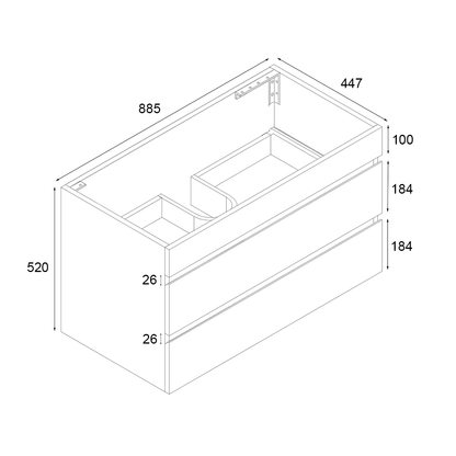 Vellena 900mm PVC Water Proof Empire Oak Wall Hung Bathroom Vanity Cabinet