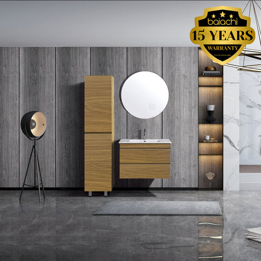 Vellena 900mm Plywood Dark Prime Oak Wall Hung Bathroom Vanity Cabinet