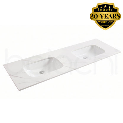 Baiachi 1200mm Calacatta Quartz with Undercounter Stone Double Ceramic Basin